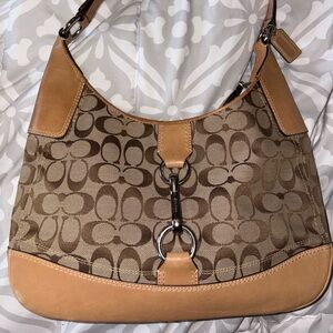 Coach Beige/Tan Signature Canvas Shoulder Bag